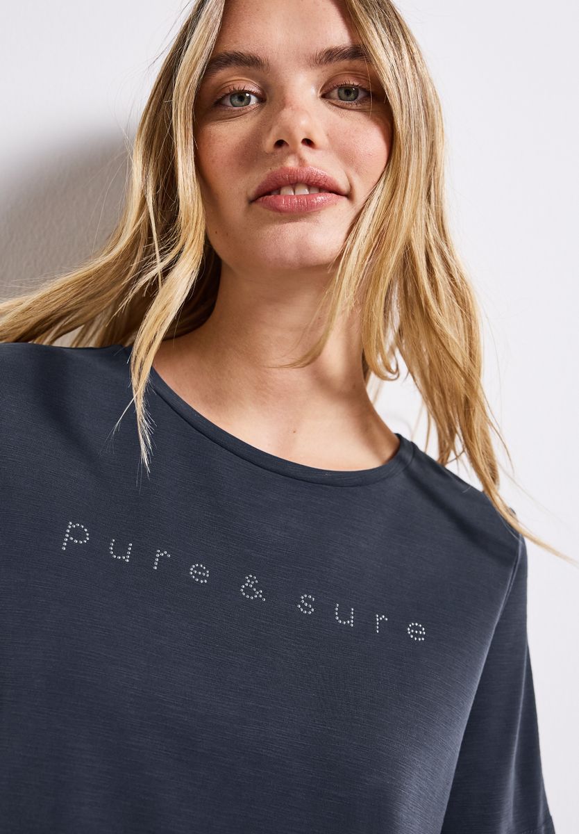 Silk-Look Shirt mit Wording
