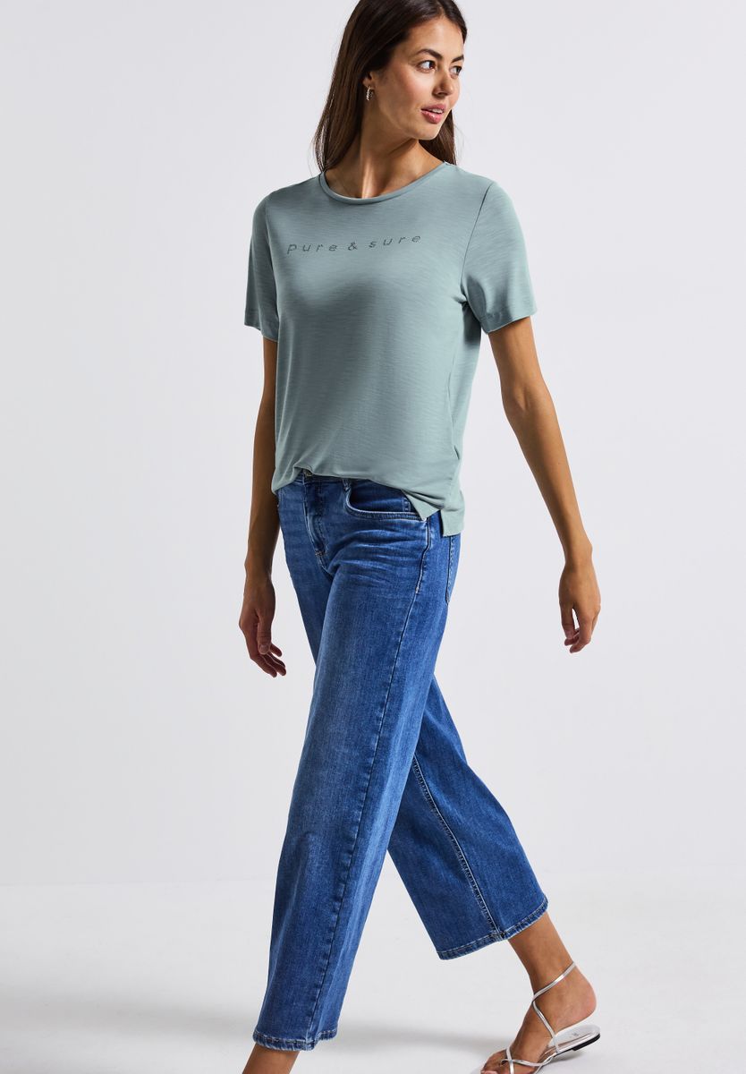 Silk-Look Shirt mit Wording