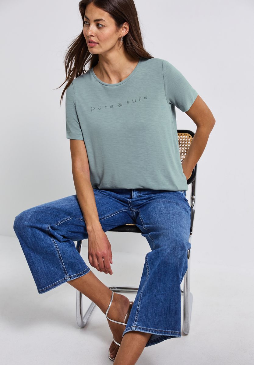Silk-Look Shirt mit Wording