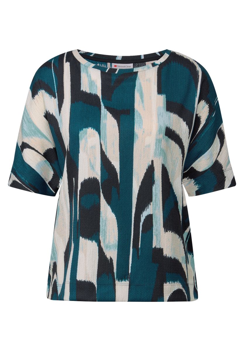 Ikat Print Crinkle Shirt