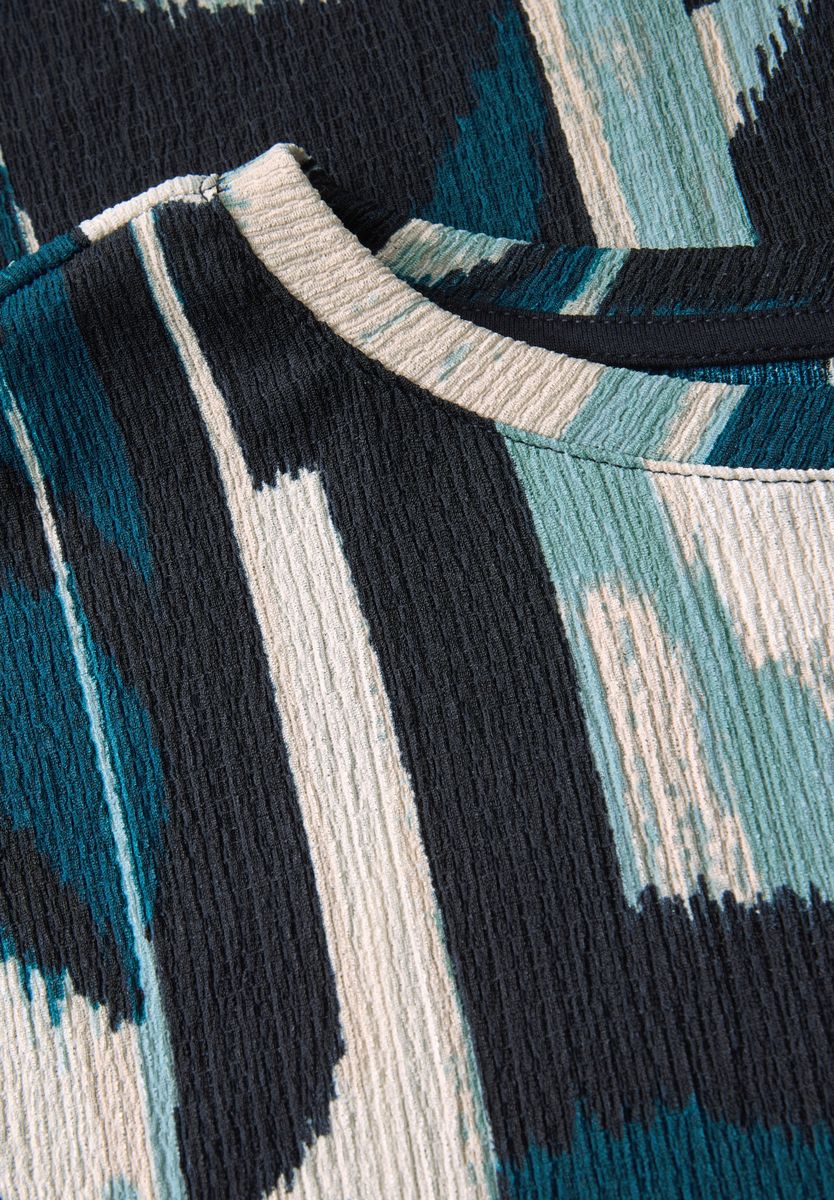 Ikat Print Crinkle Shirt