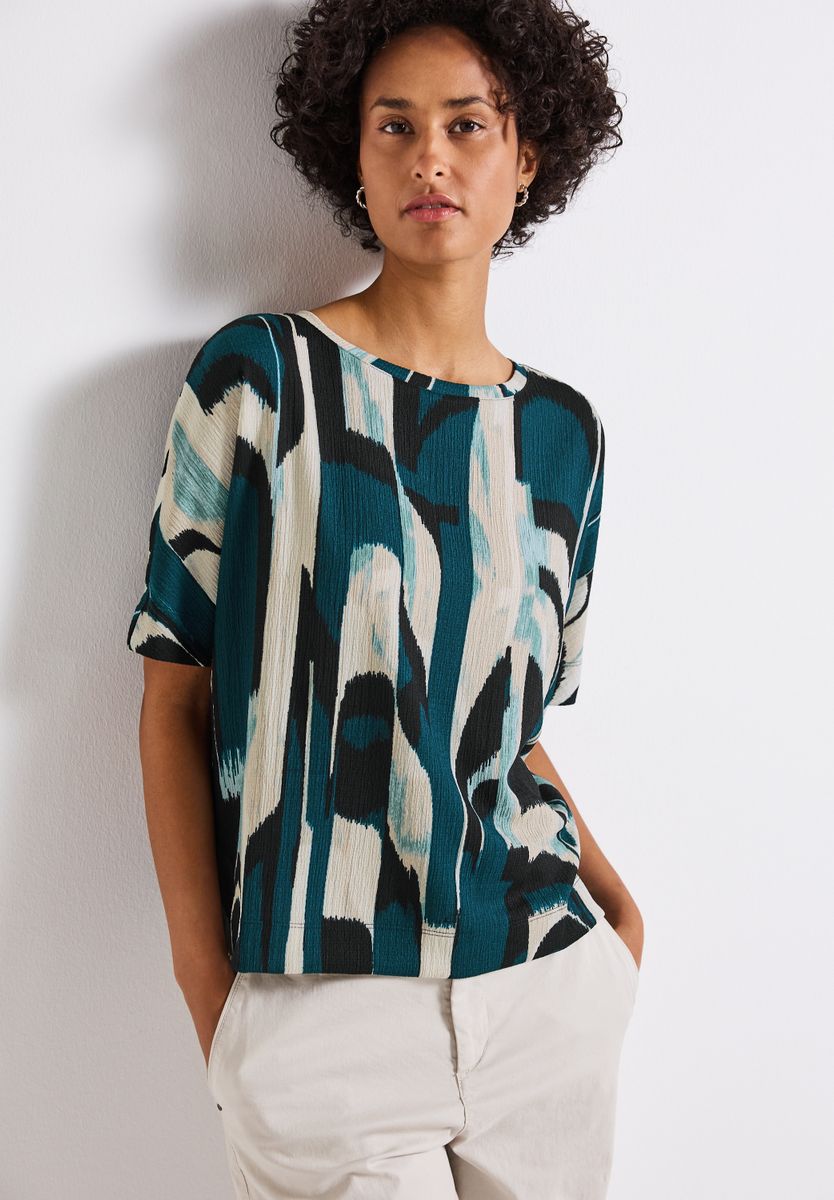 Ikat Print Crinkle Shirt