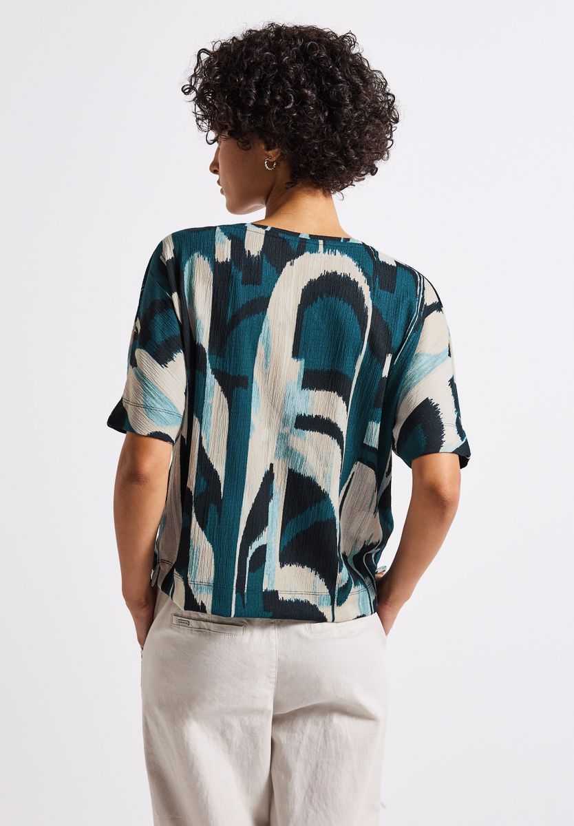 Ikat Print Crinkle Shirt