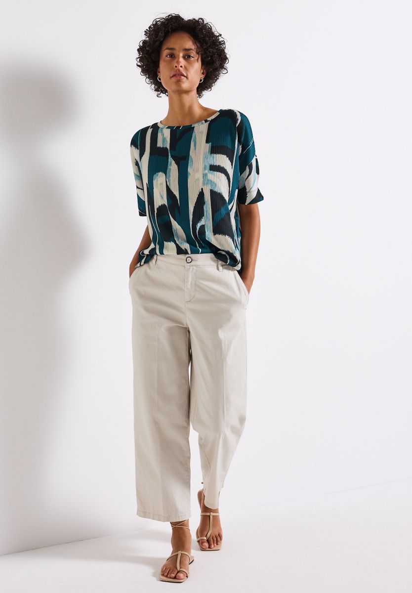 Ikat Print Crinkle Shirt