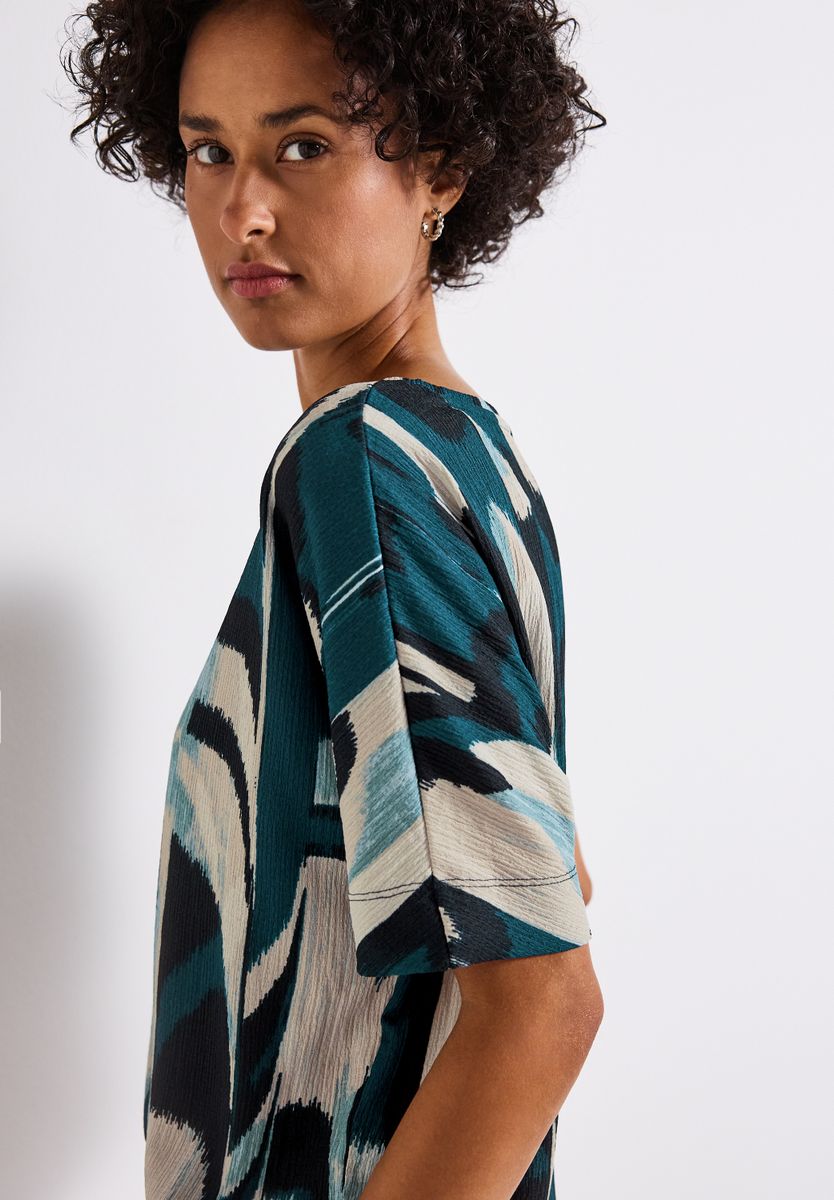 Ikat Print Crinkle Shirt