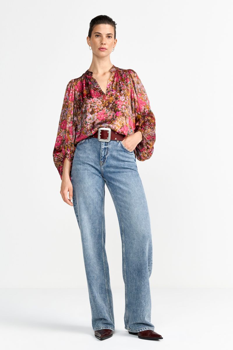 Printed V-Neck Blouse