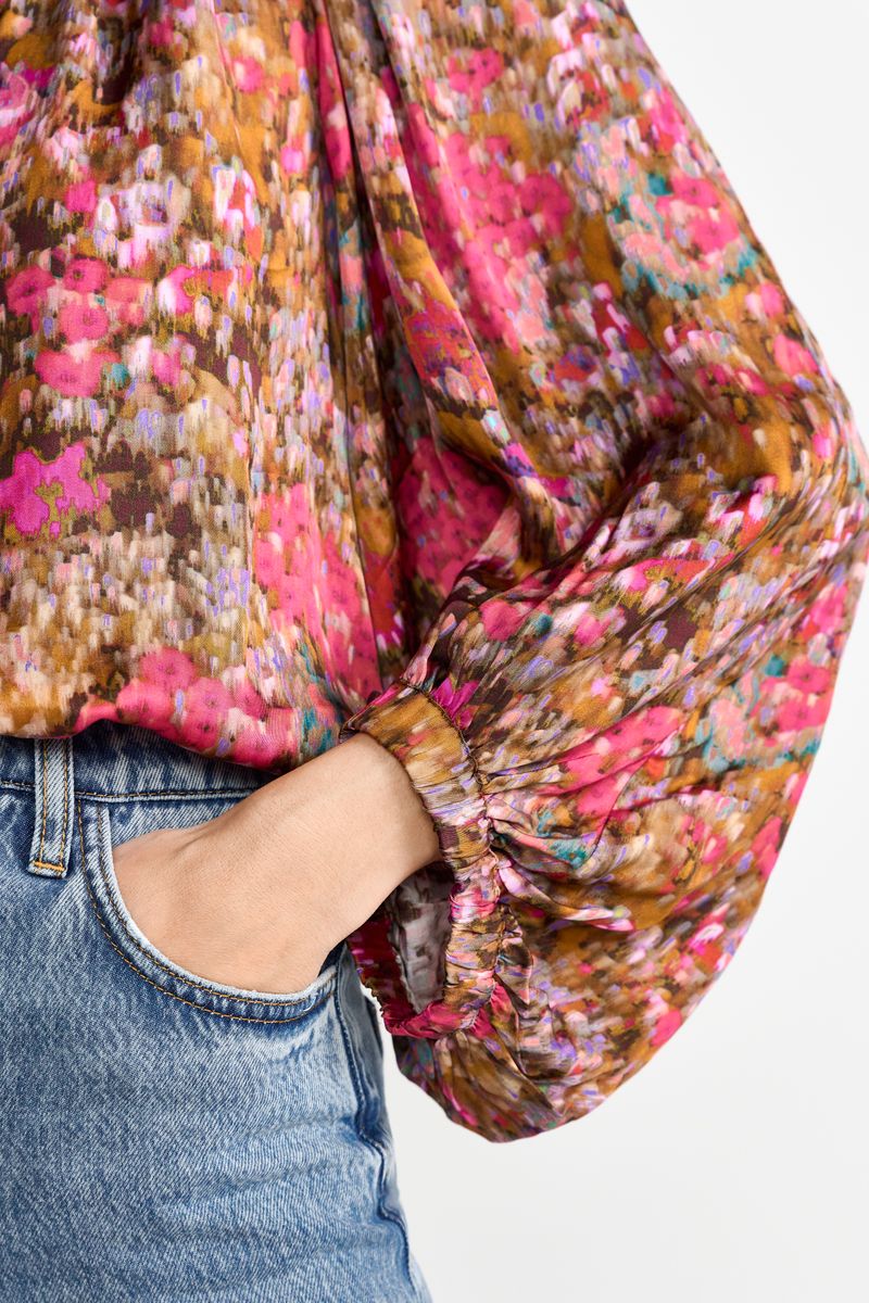 Printed V-Neck Blouse