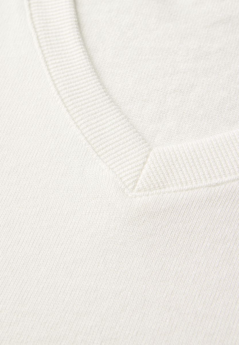 Strick-Look V-Neck T-Shirt
