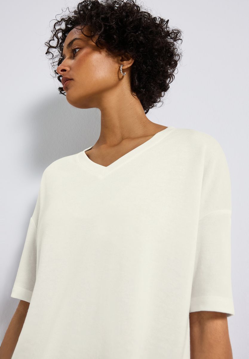 Strick-Look V-Neck T-Shirt