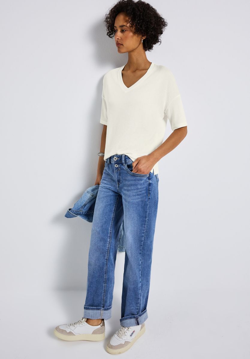 Strick-Look V-Neck T-Shirt