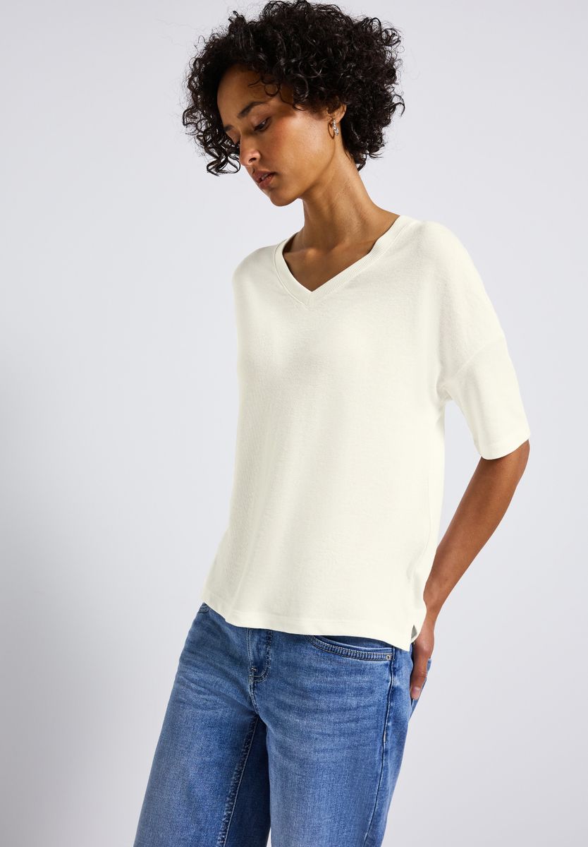 Strick-Look V-Neck T-Shirt