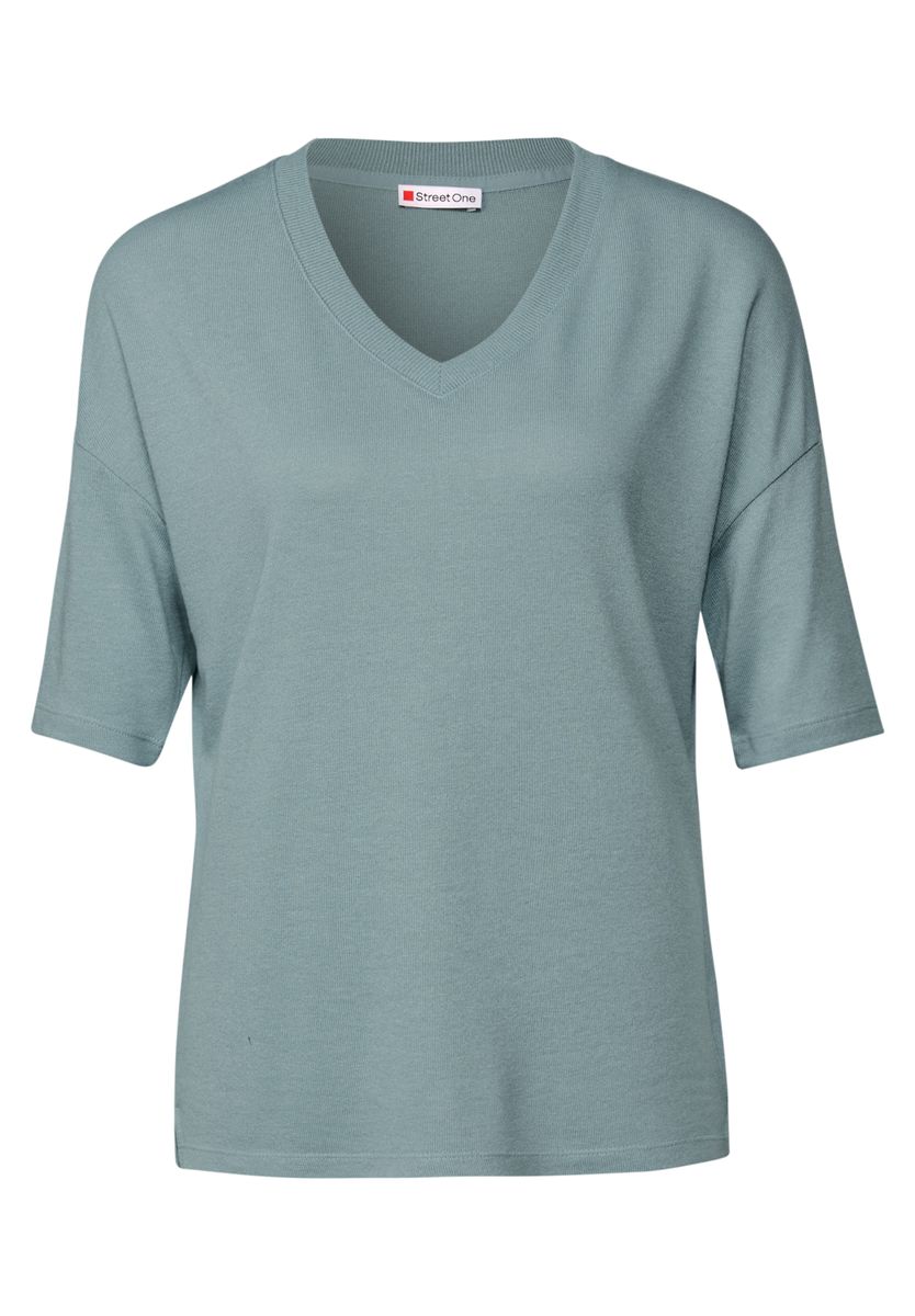 Strick-Look V-Neck T-Shirt
