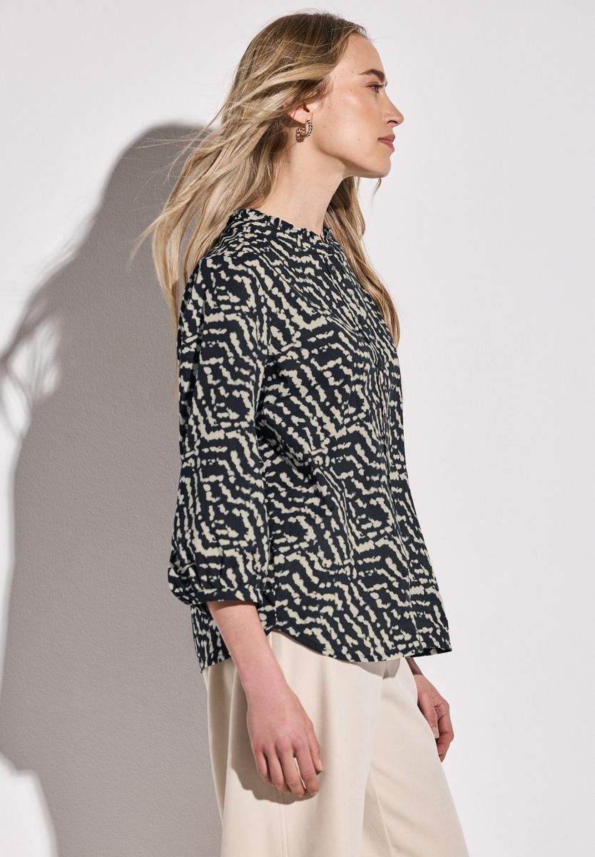 Print-Bluse mit Rüschen