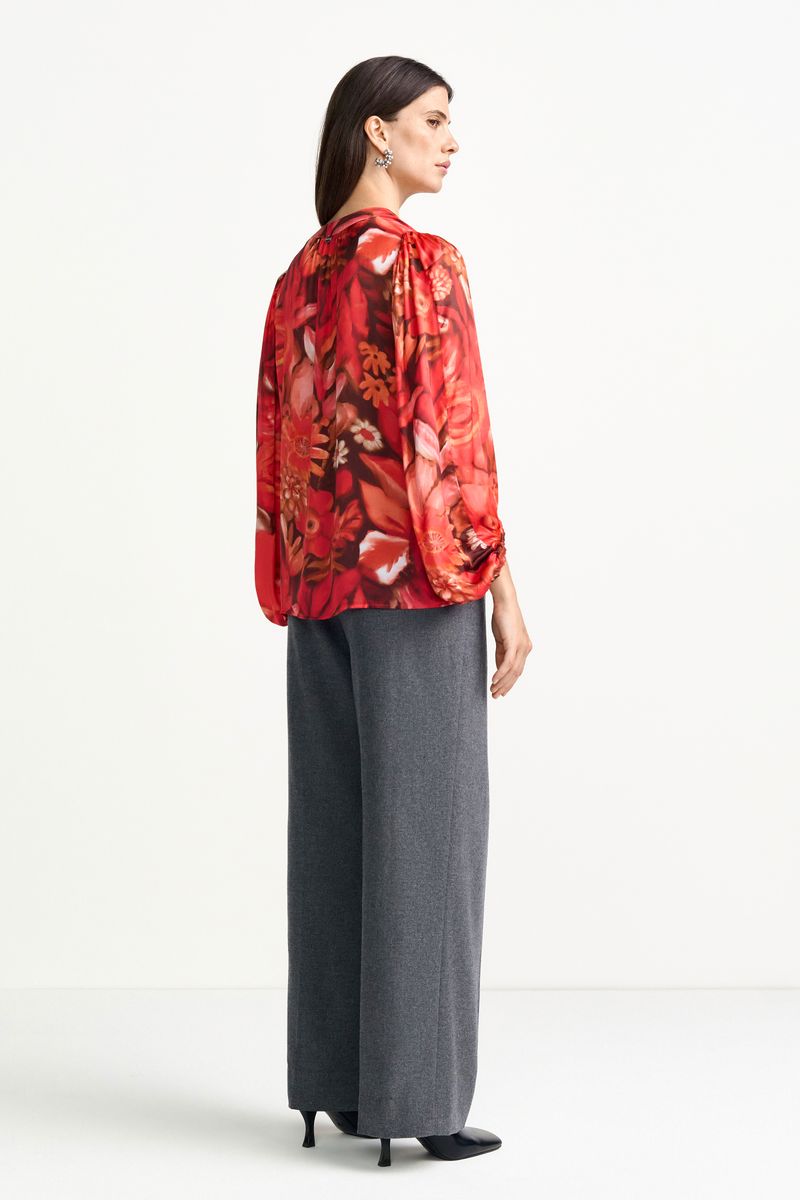 Printed V-Neck Blouse