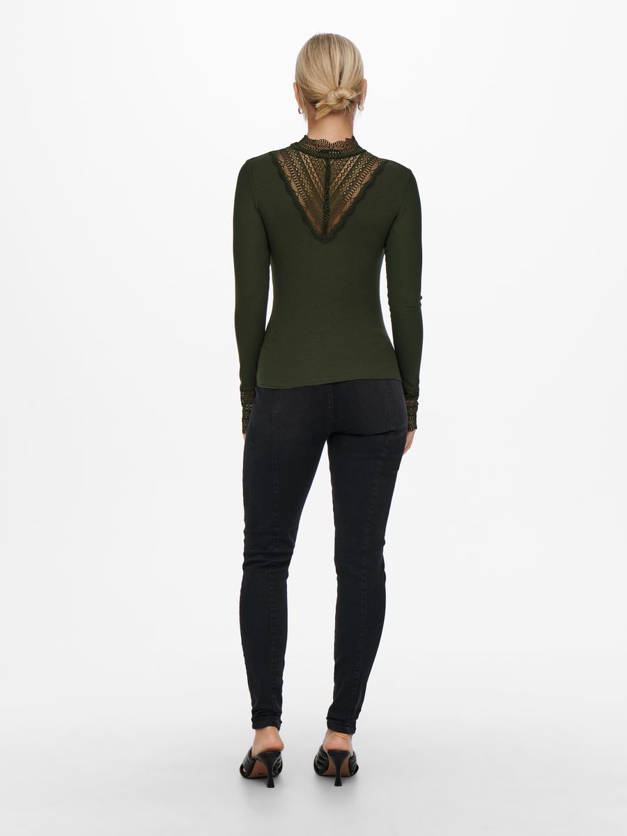 ONLTILDE L/S HIGH NECK LACE TOP JRS NOOS