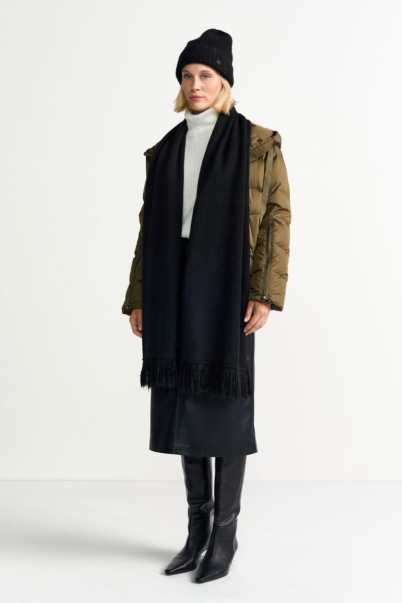 Knitted Scarf with Fringe Edge