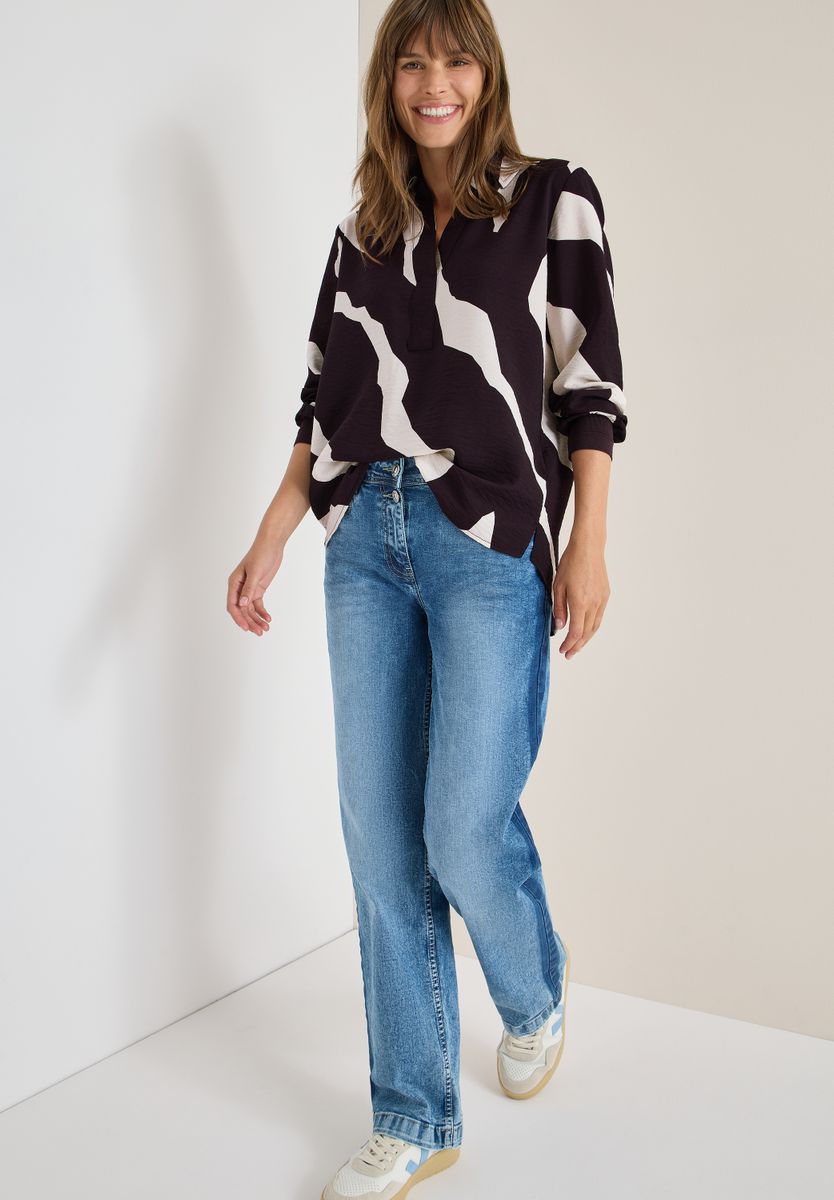Print-Bluse mit Tapebündchen