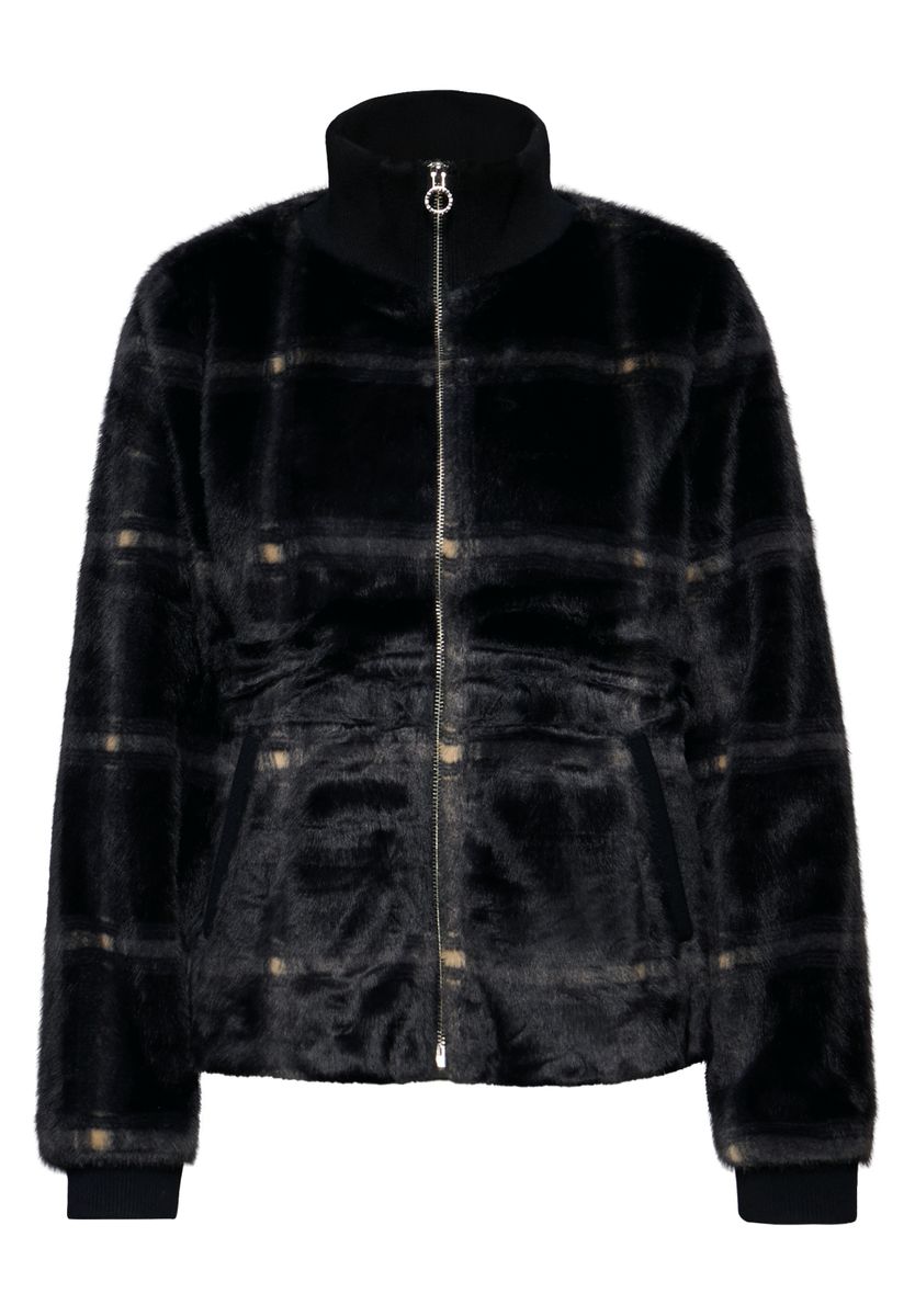 Karierte Fake Fur Jacke