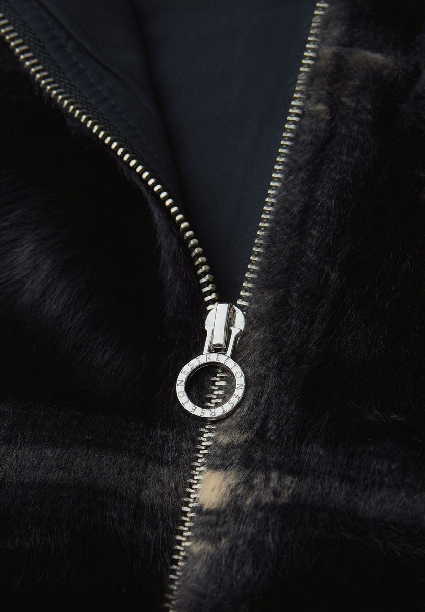 Karierte Fake Fur Jacke