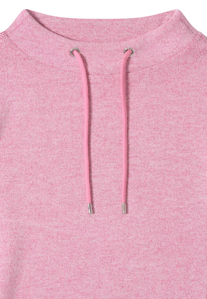 Funnelneck Melange Rippshirt