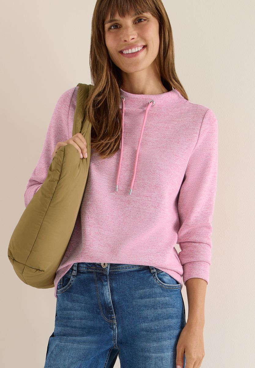 Funnelneck Melange Rippshirt