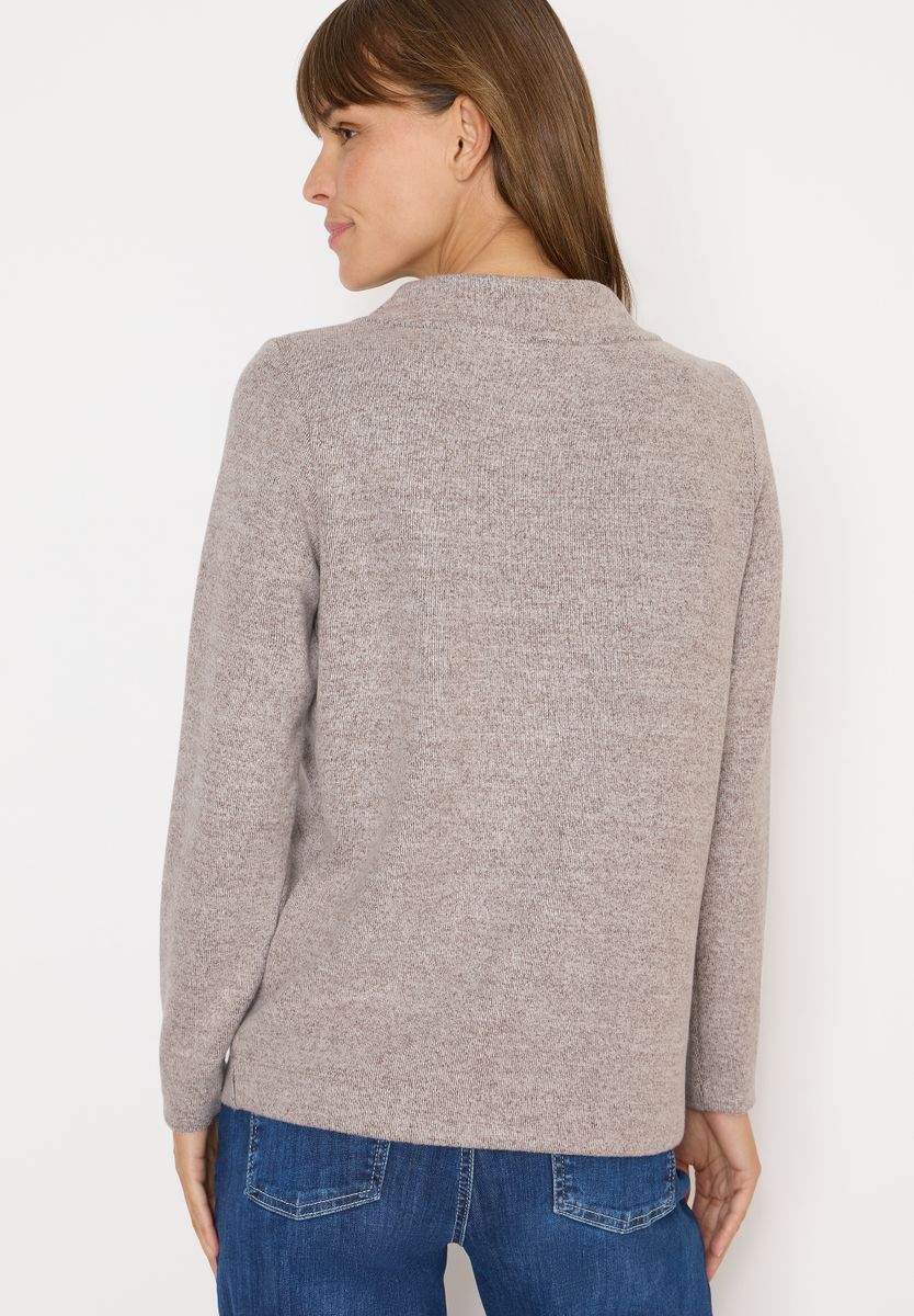 Funnelneck Melange Rippshirt