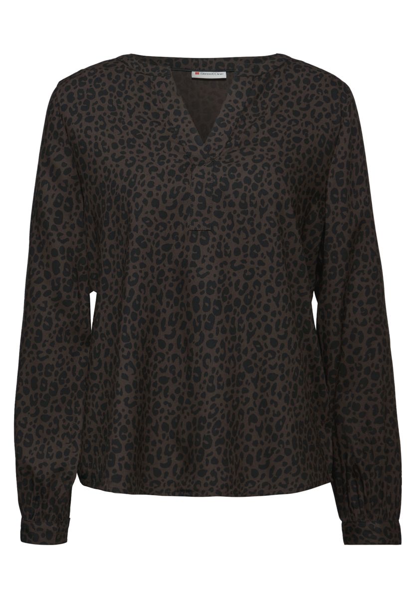 Split Neck Leo Bluse