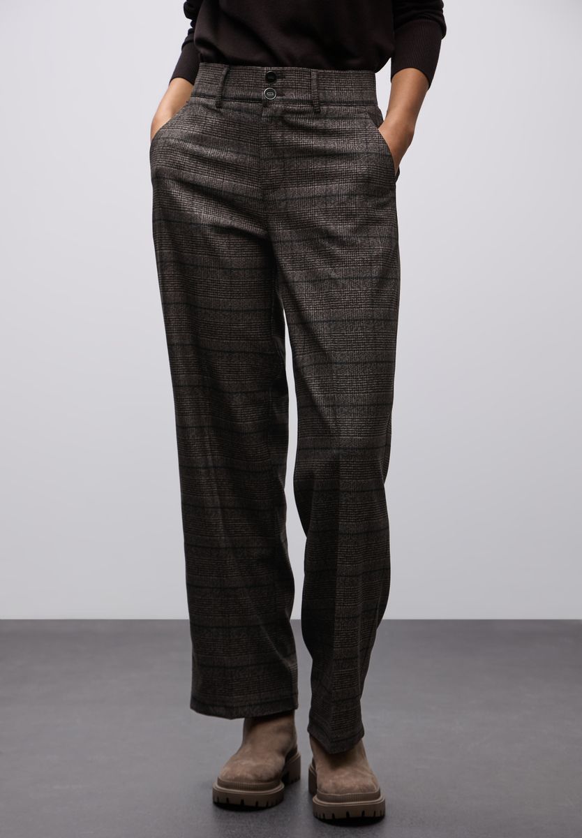 Karierte Straight Leg Hose