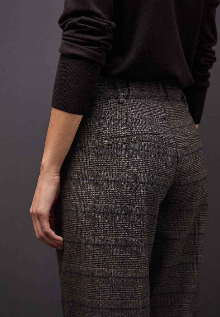 Karierte Straight Leg Hose