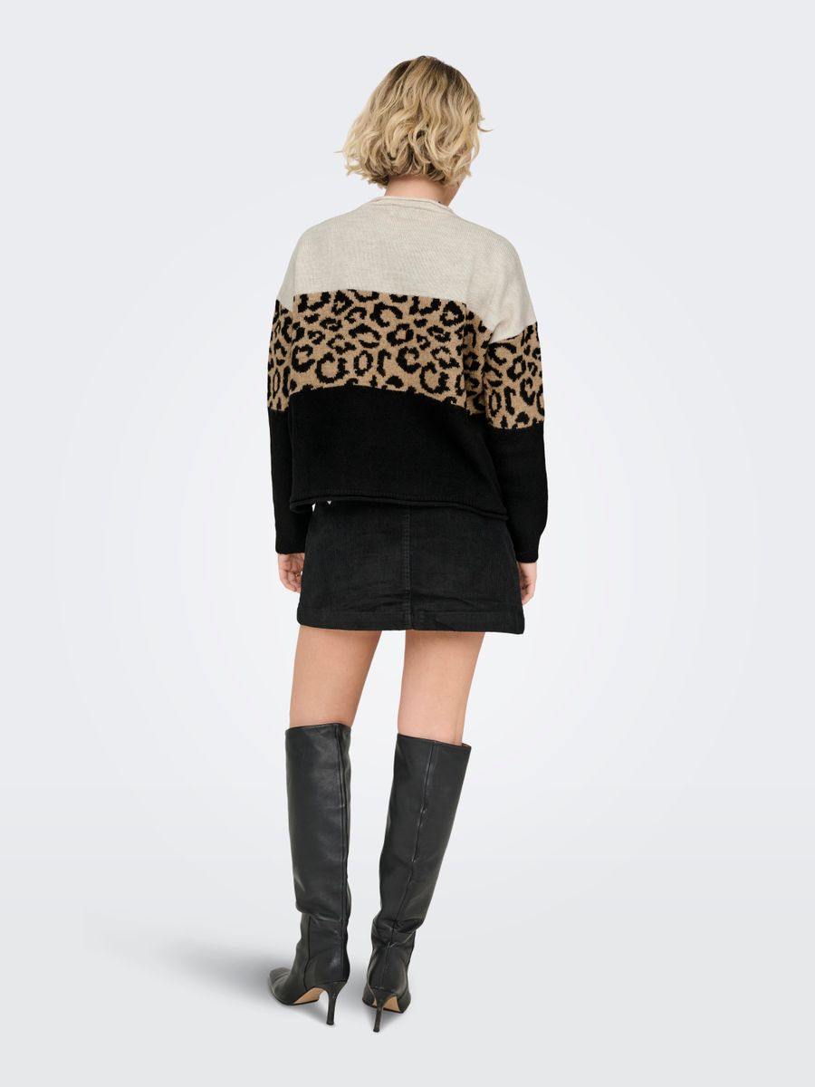 ONLJADE ANIMAL LS O-NECK KNT NOOS