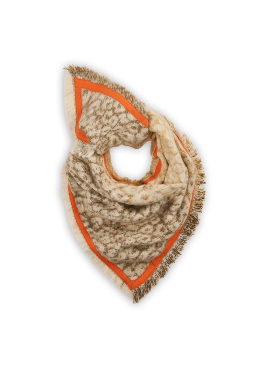 Jacquard Dreickstuch mit Leo-Fellmuster und appliziertem Schmuckband