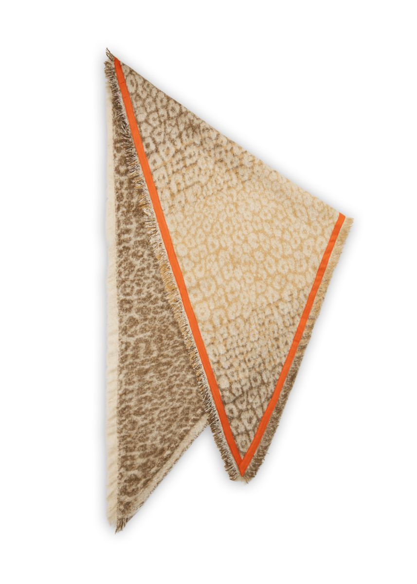 Jacquard Dreickstuch mit Leo-Fellmuster und appliziertem Schmuckband