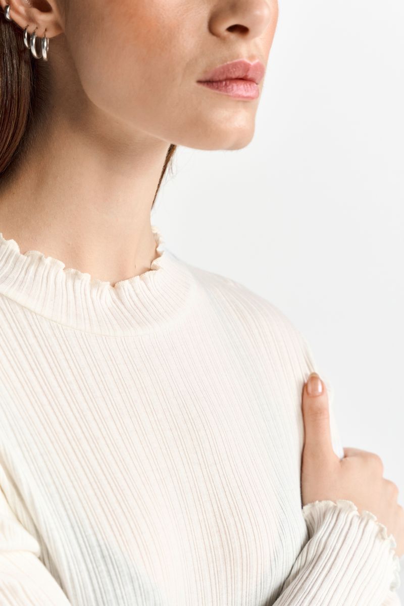 Organic Rib Longsleeve Ruffle