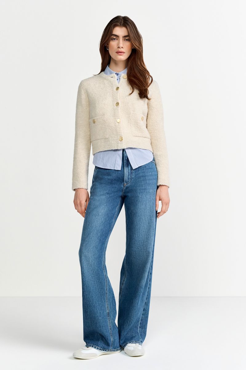 Crew-Neck Cardigan Bouclé