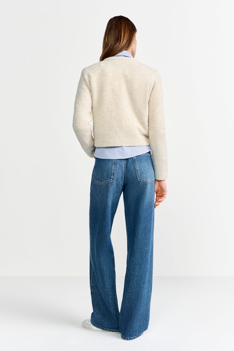 Crew-Neck Cardigan Bouclé