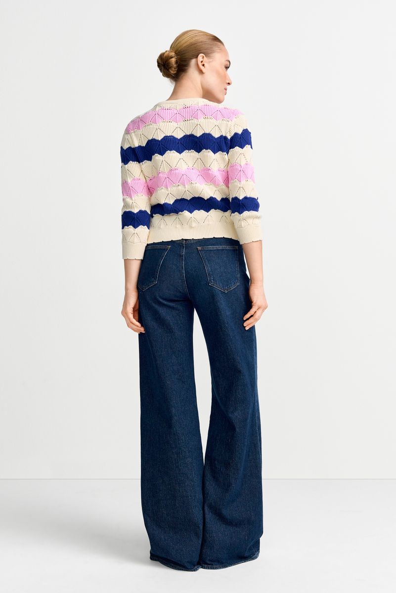 Striped Cardigan Ajour