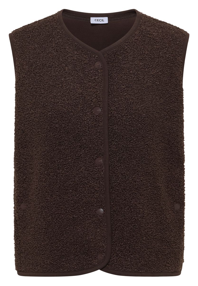 Weste aus Teddy-Material mit Rundhals