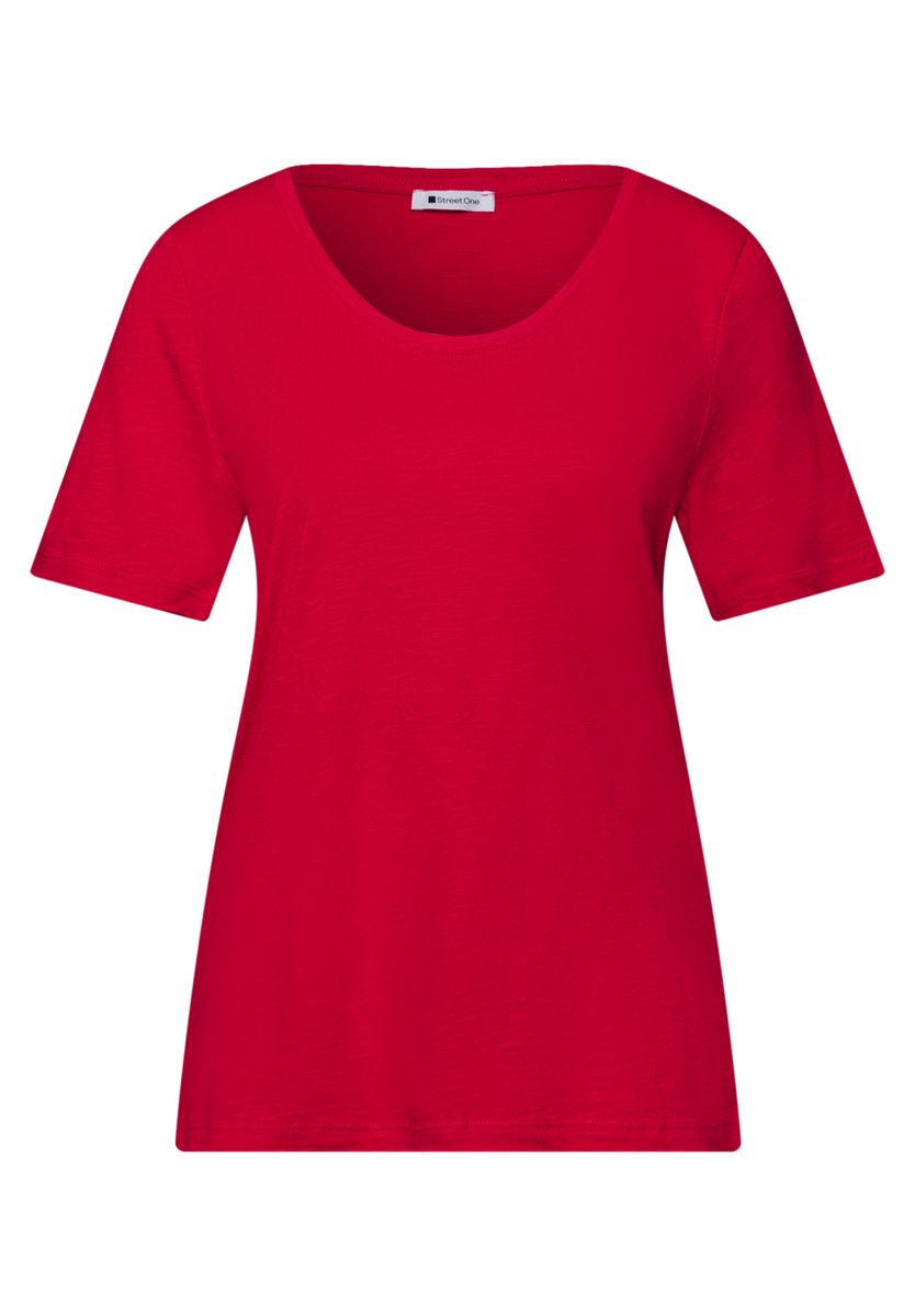 Basic T-Shirt mit gerundetem V-Neck