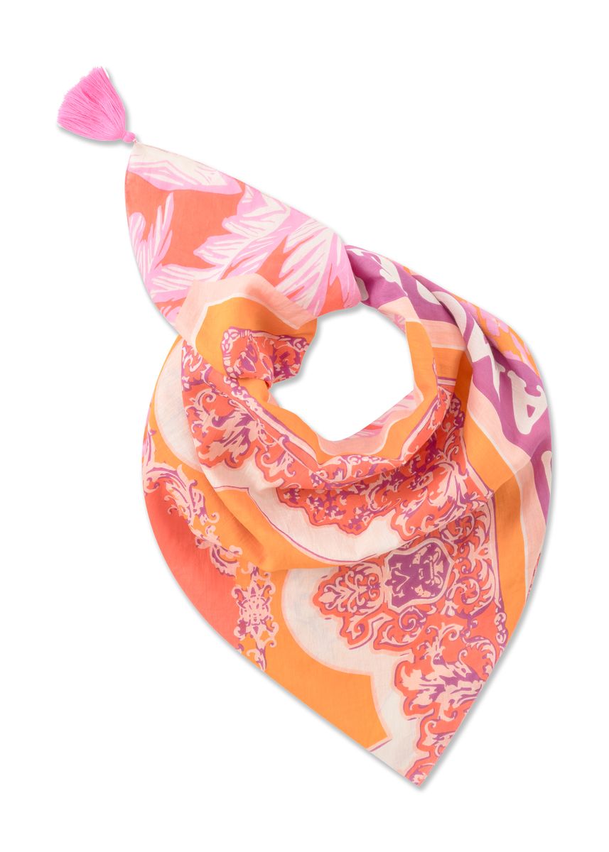 Dreieckstuch aus organischer Baumwolle mit Mustermix und AMORE-Schriftzug