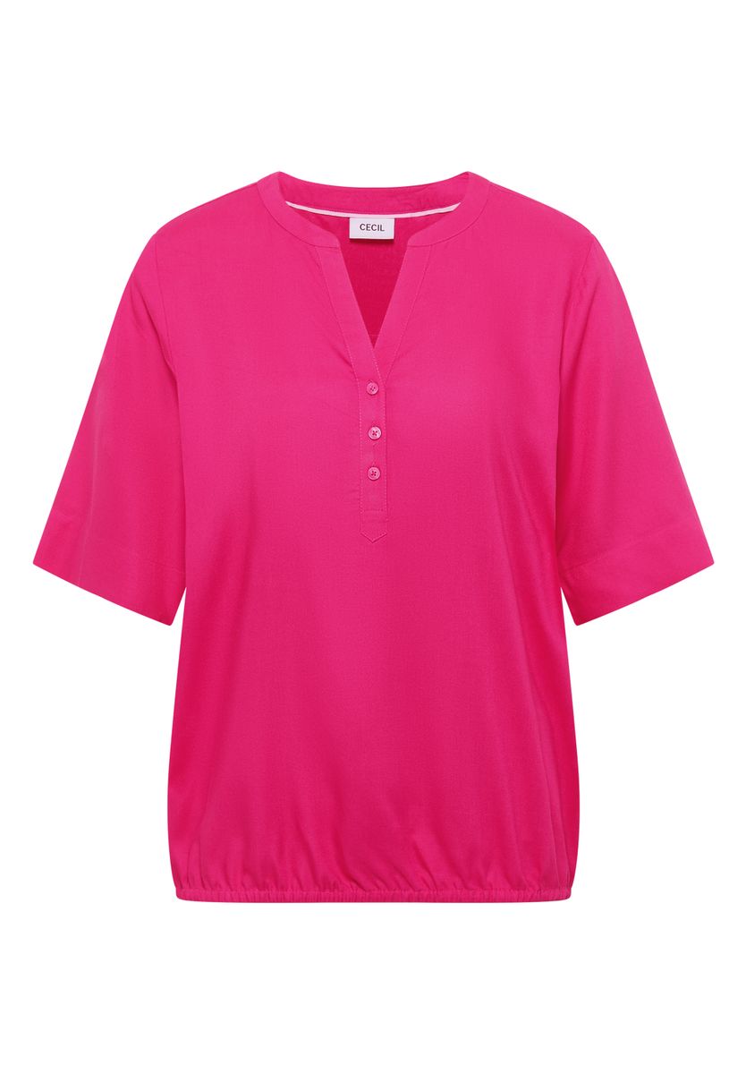 Kurzarm Bluse mit Split Neck