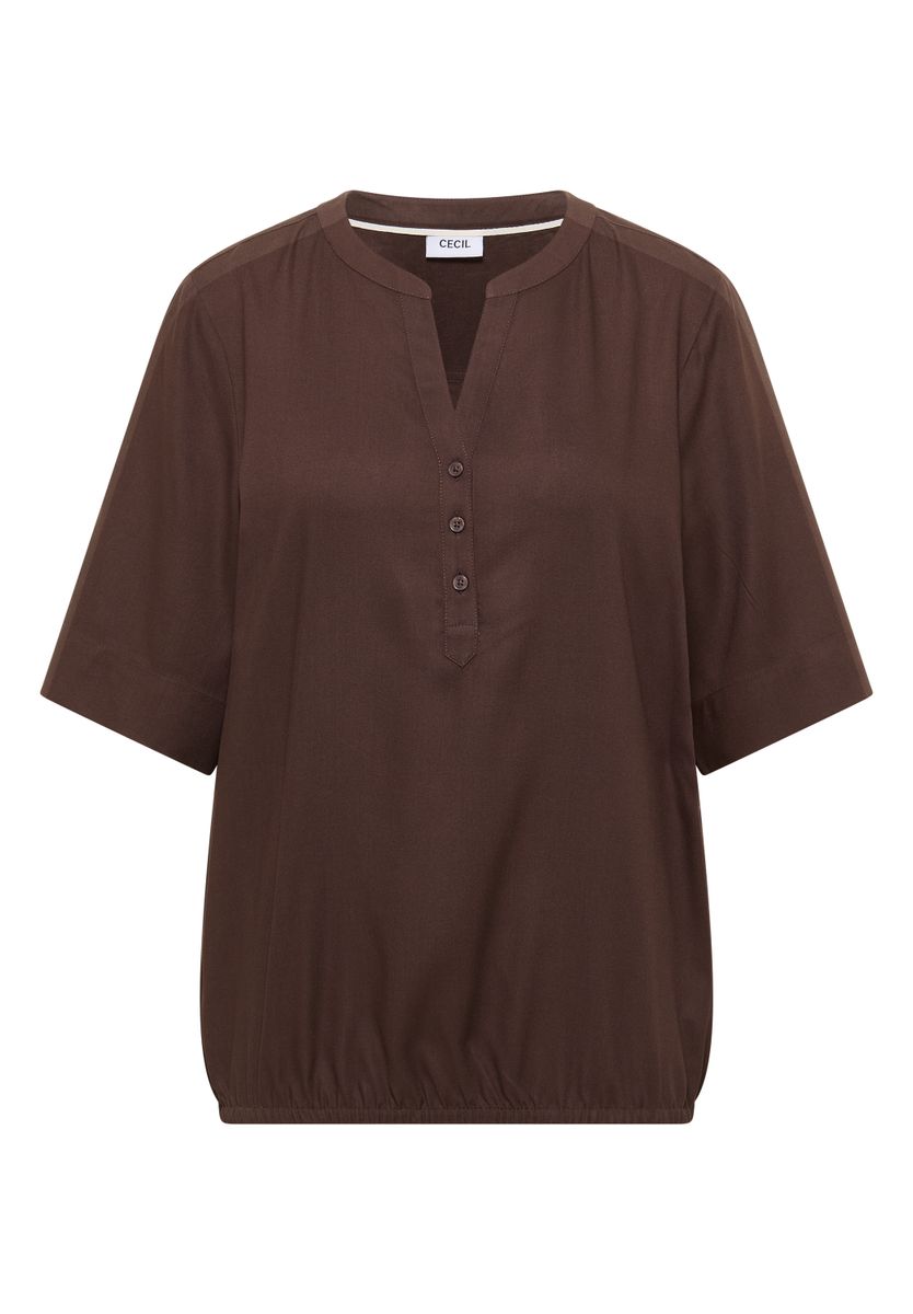 Kurzarm Bluse mit Split Neck