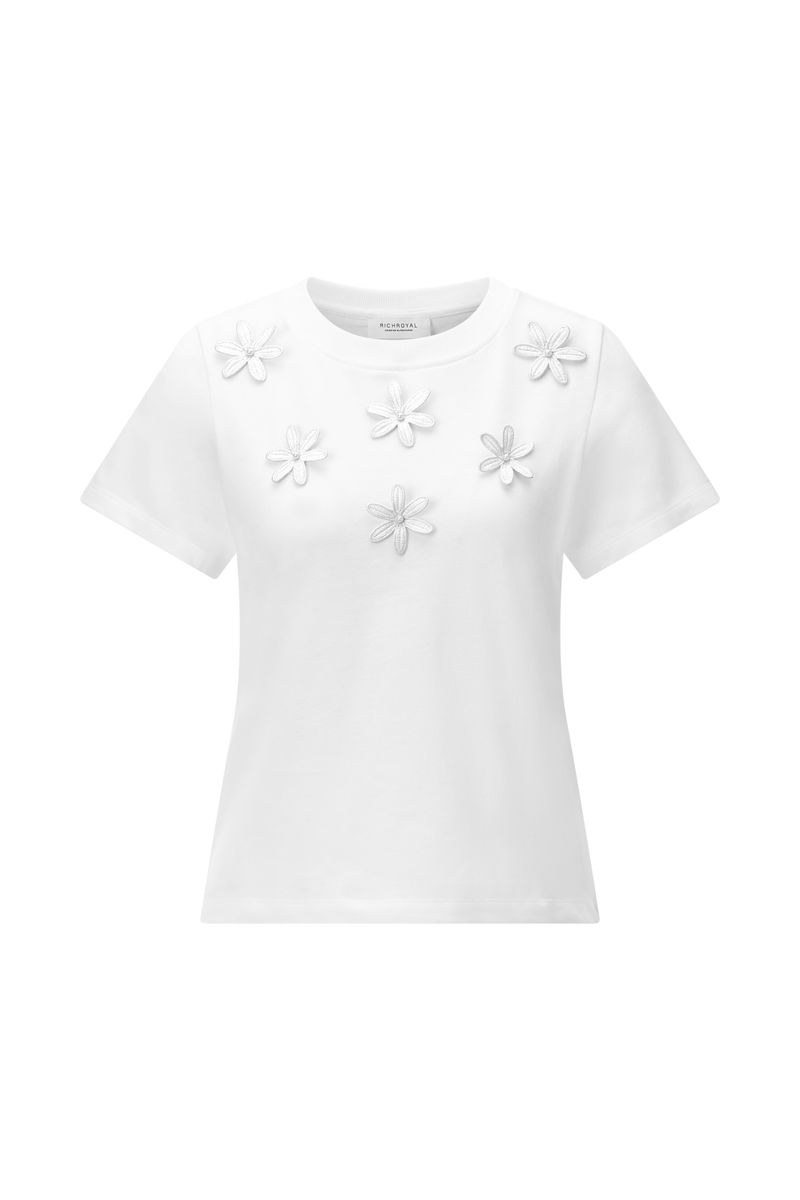 T-Shirt with Flower Application