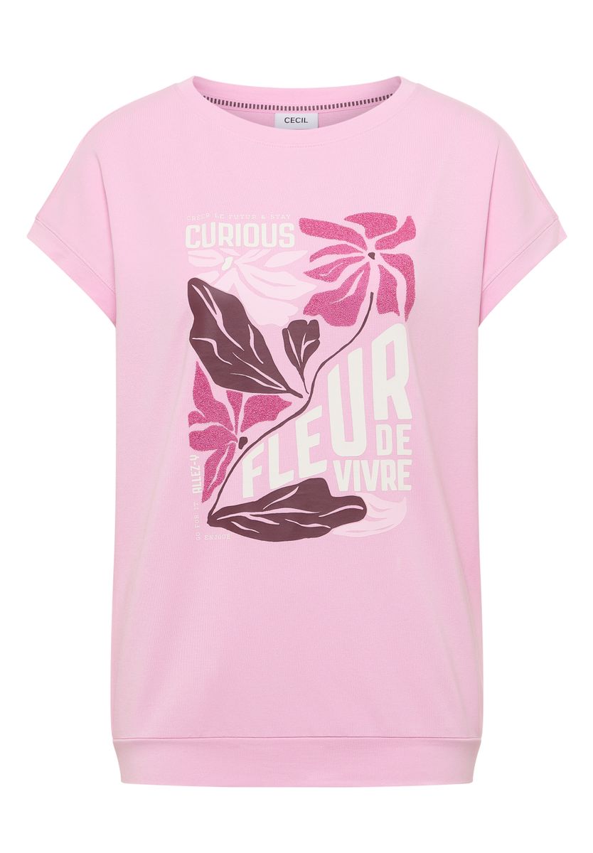 T-Shirt mit Boatneck und Frontprint
