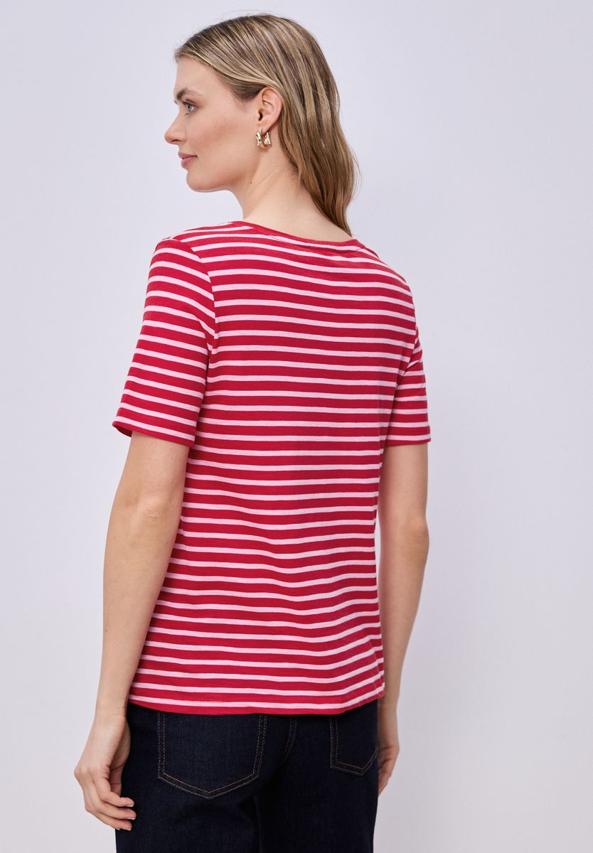 T-Shirt mit gerundetem V-Ausschnitt