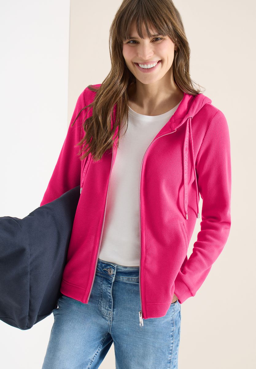 Langarm Jacke mit Kapuze und Taschen