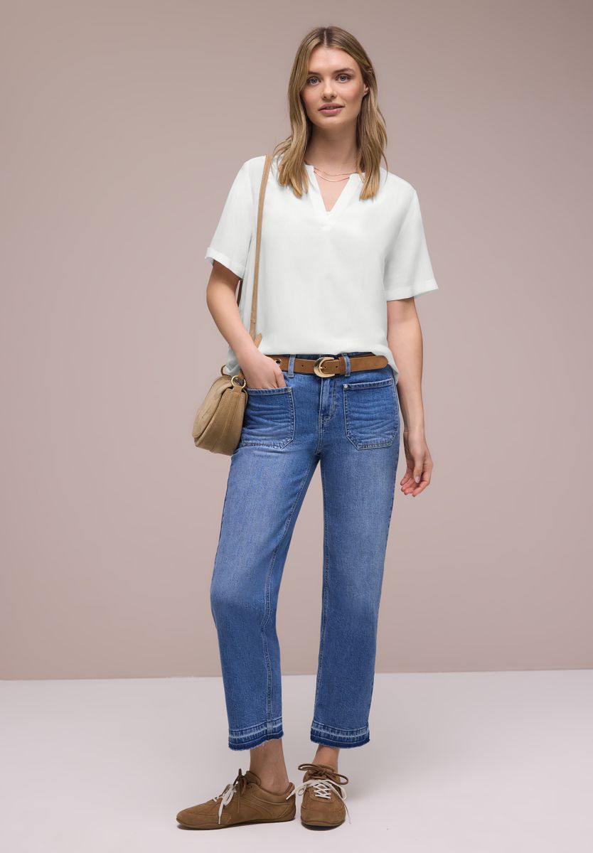 Kurzarm Bluse mit Turn-Up