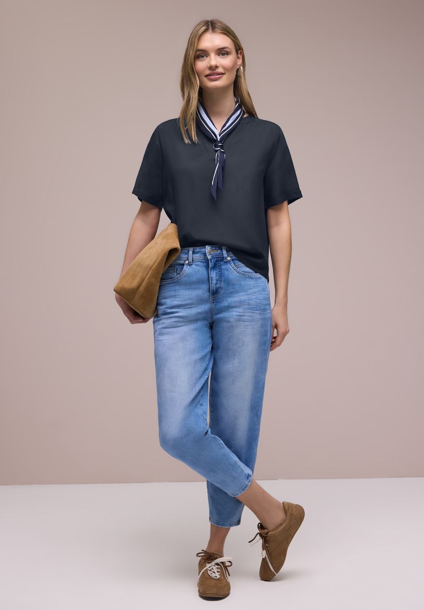 Kurzarm Bluse mit Turn-Up