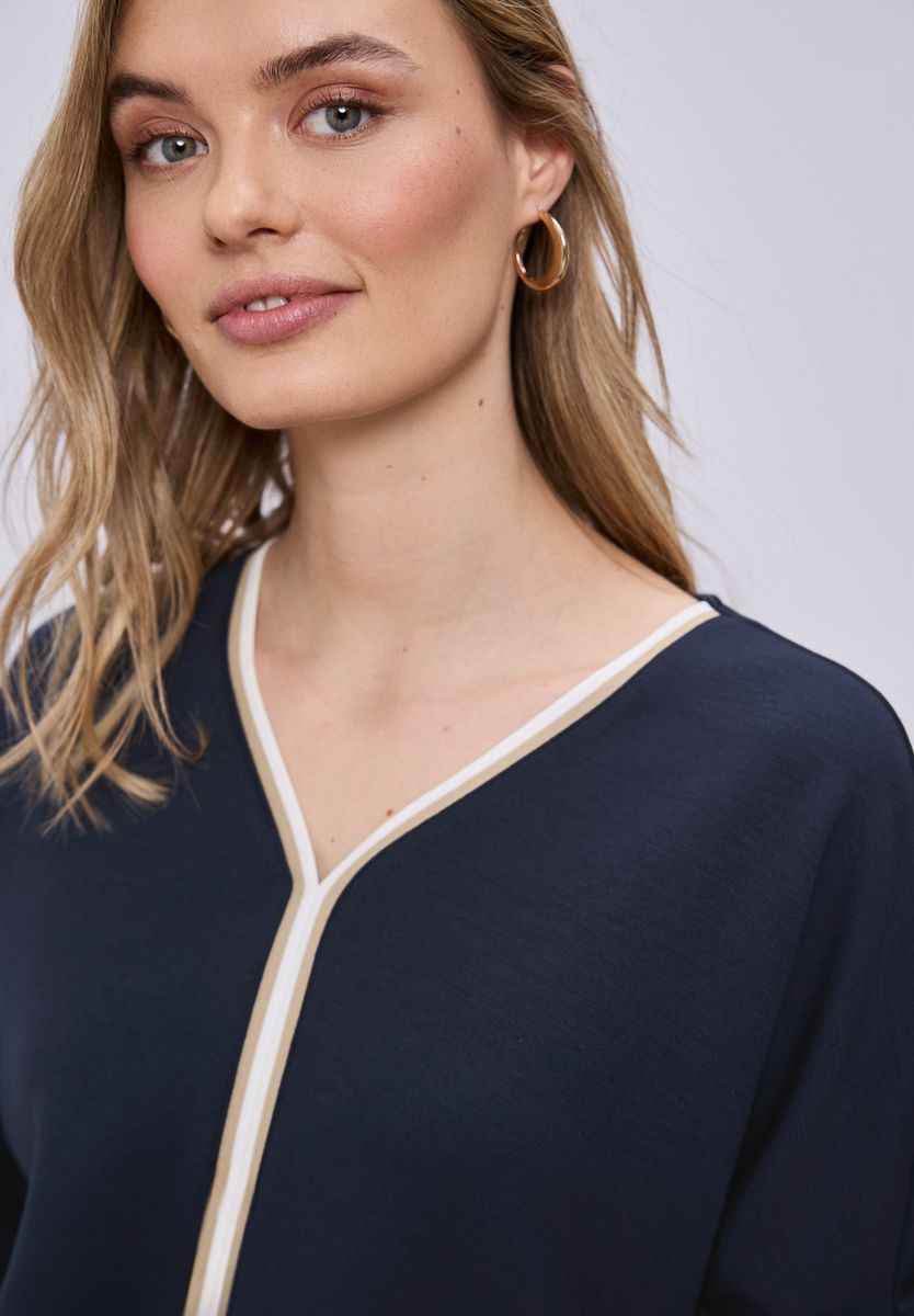 3/4-Arm Shirt mit Kontrastdetail