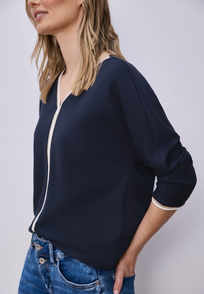 3/4-Arm Shirt mit Kontrastdetail