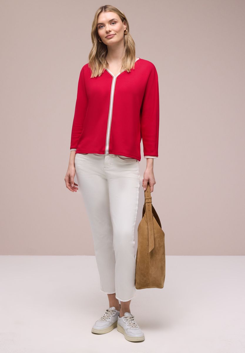 3/4-Arm Shirt mit Kontrastdetail